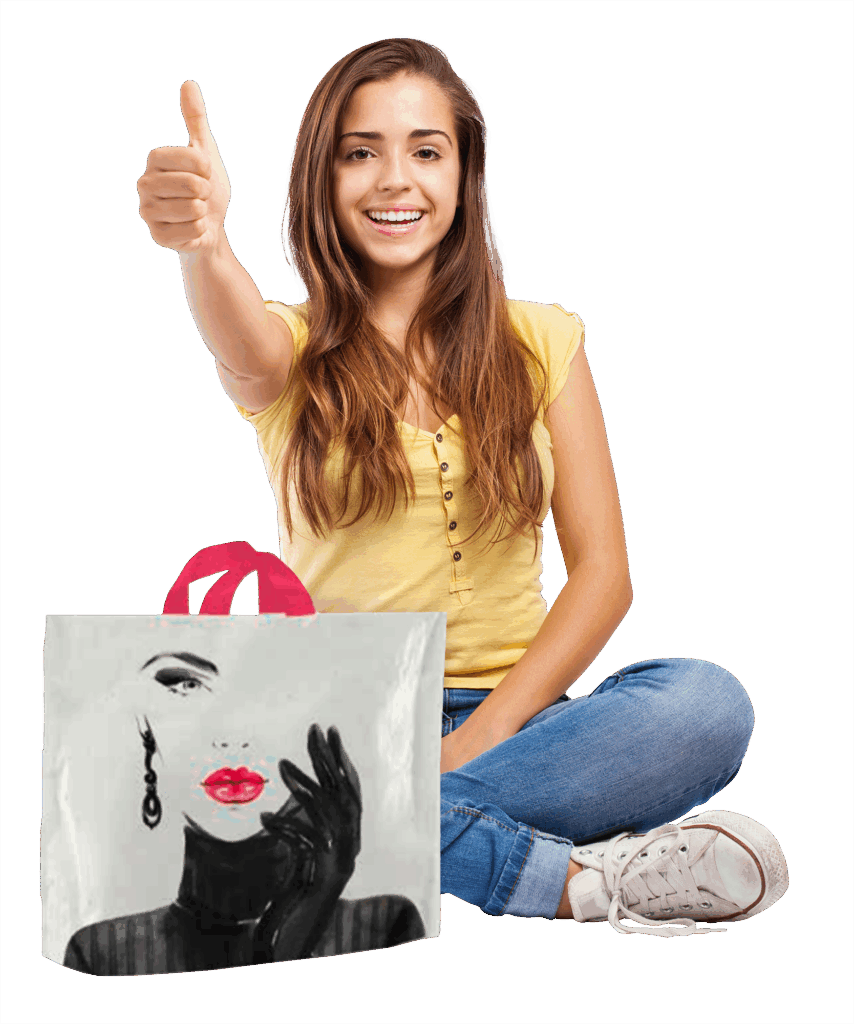 Frau mit Schlaufentragetasche